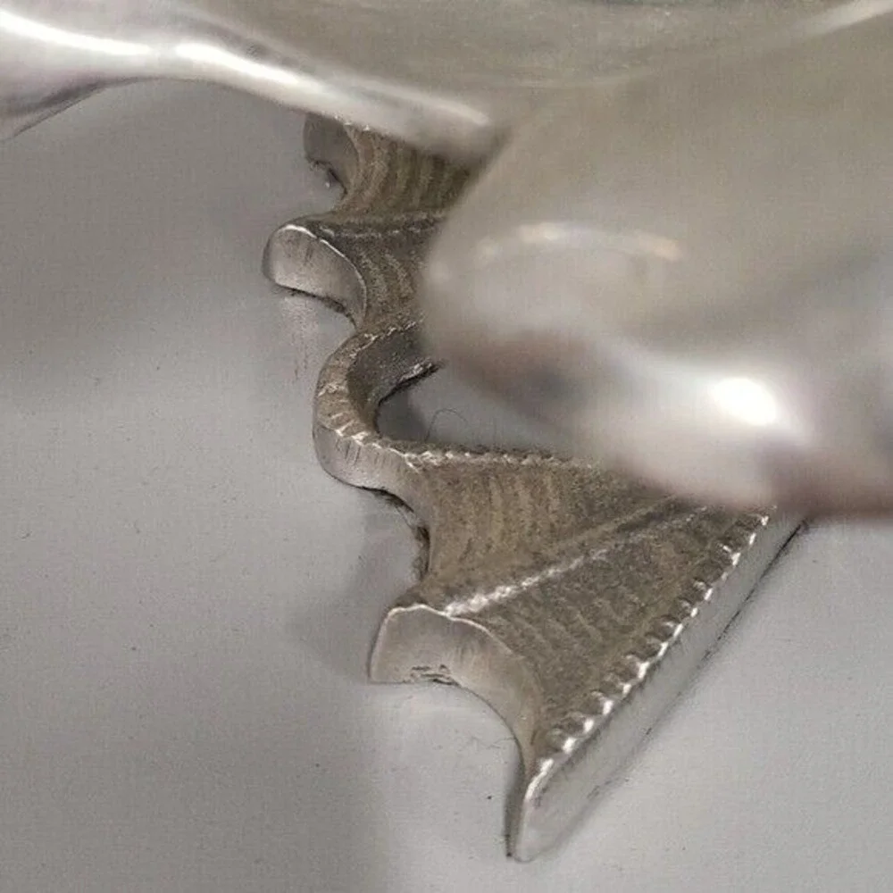Vintage Swan Shaped Silver Metal Nut Candy Serving Dish Figurative Mid Century